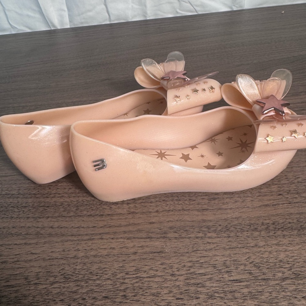 Mini Melissa Girls Jelly Shoes Pink Bow &‎ Star Flats, Glitter, size 11 - Picture 5 of 11